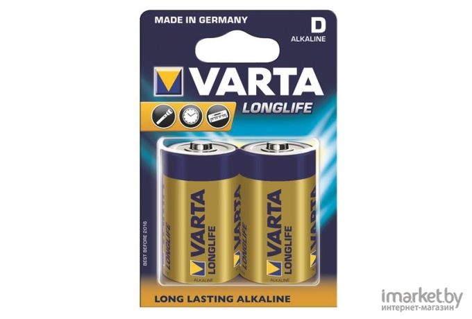 Батарейка, аккумулятор, зарядное Varta LONGLIFE D Bli 2 CIS