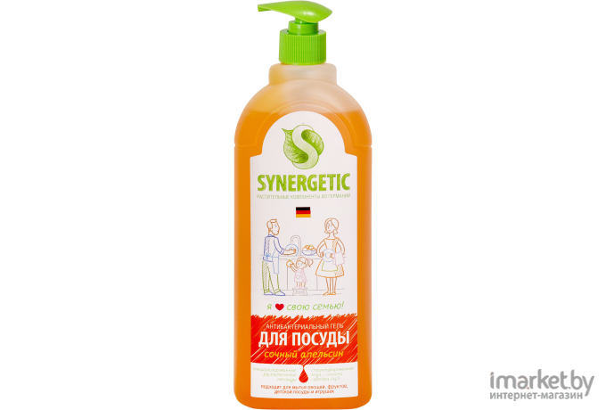 Средство для мытья посуды Synergetic антибактериальное, с ароматом апельсина 1 л