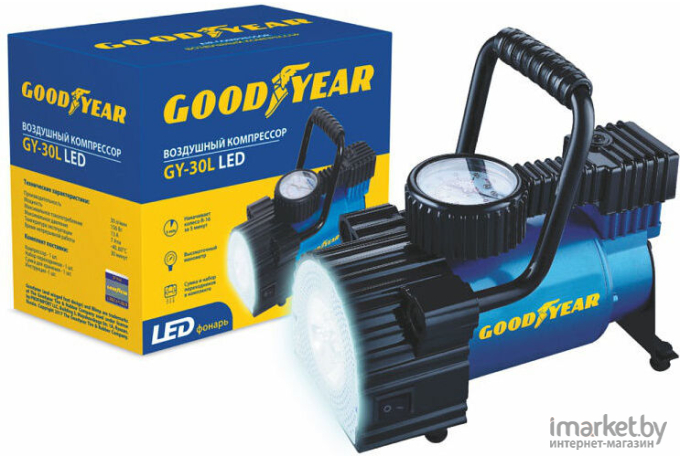Компрессор Goodyear GY000103 GY-30L LED 30 л/мин с фонарём