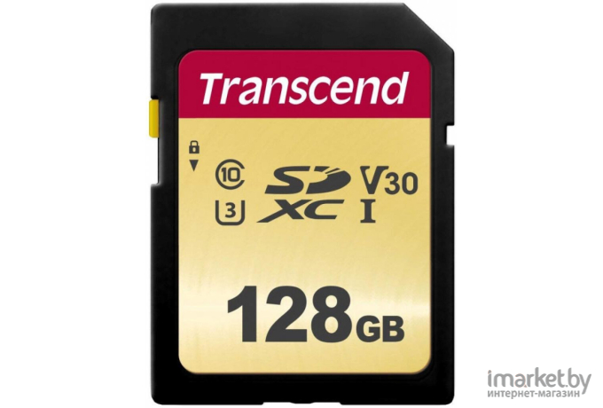 Карта памяти Transcend 128GB SDXC Class 10 UHS-I U3 V30 R95, W60MB/s [TS128GSDC500S]
