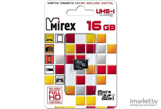 Карта памяти Mirex 13612-MCSUHS16 microSDHC 16GB