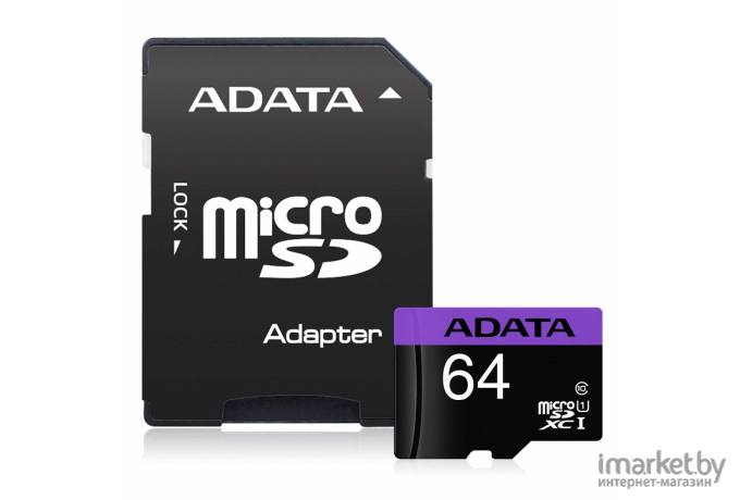 Карта памяти A-Data microSDXC UHS-II 64GB + адаптер [AUSDX64GUII3CL10-CA1]
