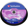 Оптический диск Verbatim DVD+R 4.7Gb 16x DLP Matt Silver 10 шт CakeBox [43498]