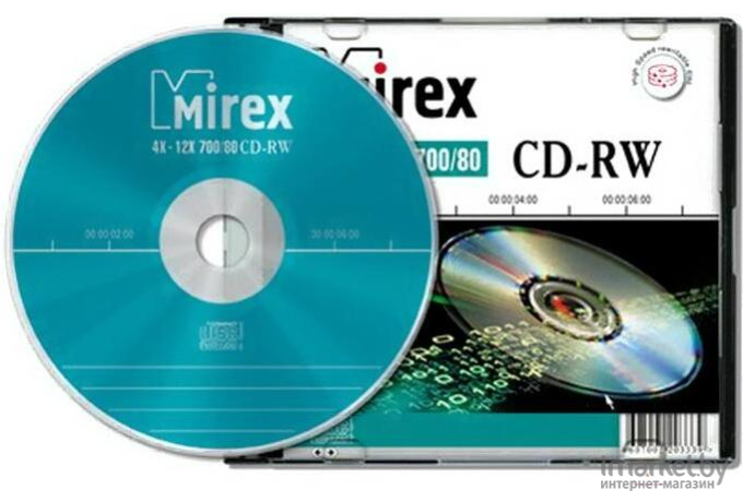 Оптический диск Mirex CD-RW 700Mb 12х slim [UL121002A8S]