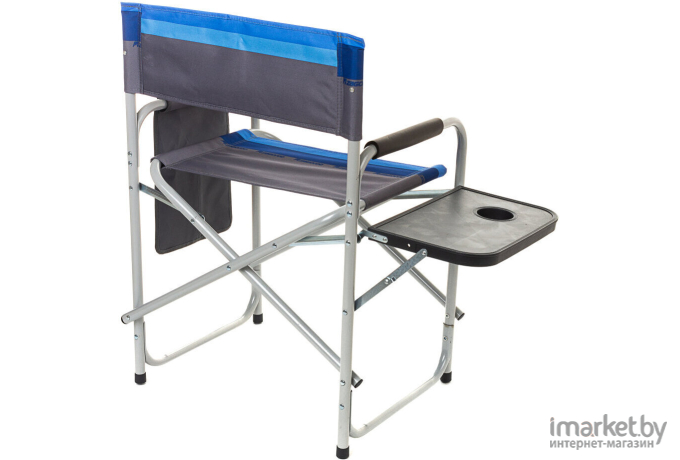 Кресло складное Zagorod К 903 с откидывающимся столиком и карманом Blue 214