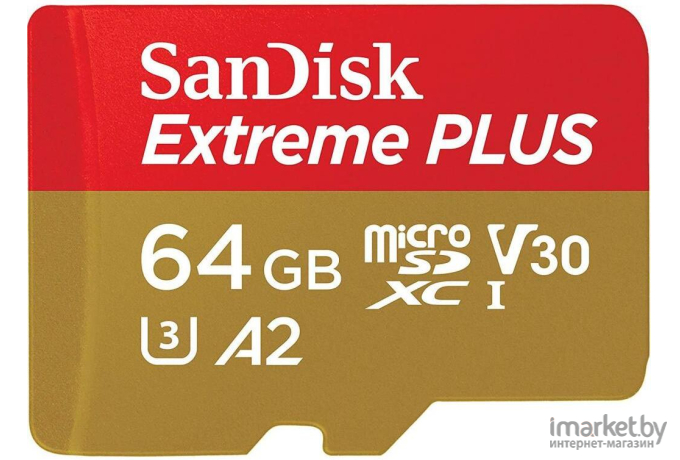 Карта памяти SanDisk Extreme Plus microSDXC 64GB + SD Adapter + Rescue Pro Deluxe 170MB/s A2 C10 V30 UHS-I U3 [SDSQXBZ-064G-GN6MA]
