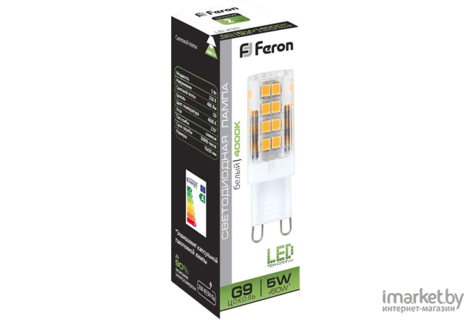 Лампочка Feron G9 5W 4000K LB-432 светодиодная [25770]
