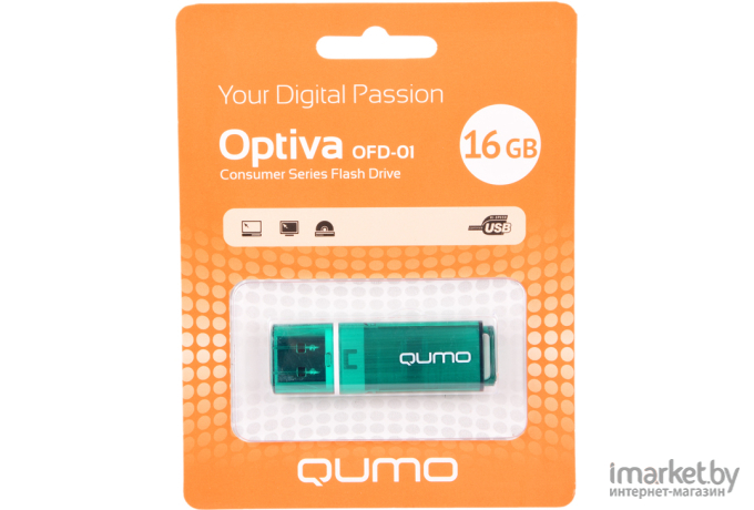 Usb flash QUMO 16GB USB 2.0 Optiva 01 Green Green [18077]