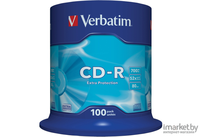 Оптический диск Verbatim CD-R 700Mb 52x 100 шт Cake Box [43411]