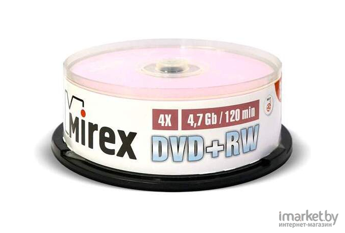Оптический диск Mirex DVD+RW 4.7 Gb 4x Cake Box 25 [202592]