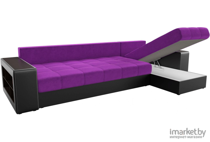 Угловой диван Mebelico Дубай правый микровельвет фиолетовый/черный