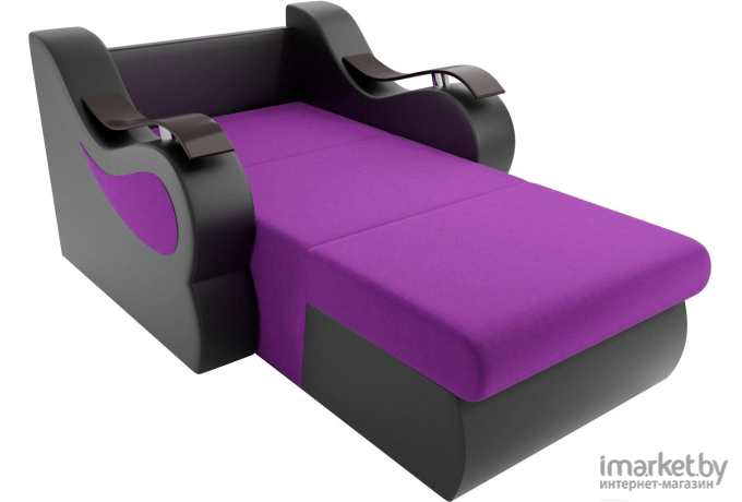 Кресло-кровать Лига Диванов Меркурий 80 микровельвет фиолетовый/экокожа черный (106313)