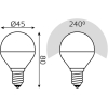 Светодиодная лампа Gauss LED Шар-dim E14 7W 560lm 3000К диммируемая 1/10/100 [105101107-D]