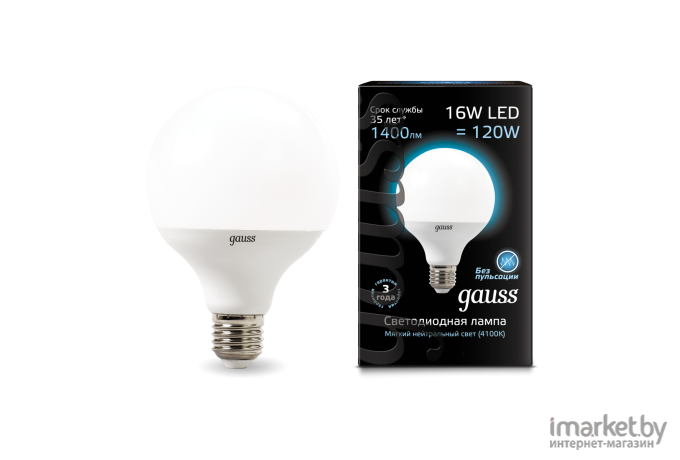 Светодиодная лампа Gauss LED G95 E27 16W 1400lm 4100K 1/32 [105102216]