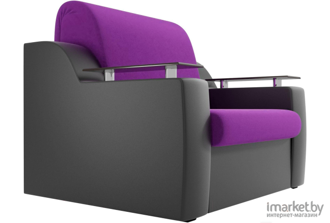 Кресло-кровать Mebelico Сенатор 100697 60 микровельвет фиолетовый/экокожа черный