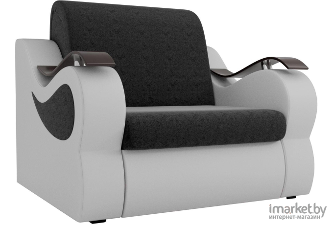 Кресло-кровать Лига Диванов Меркурий 60 микровельвет черный/экокожа белый (100679)