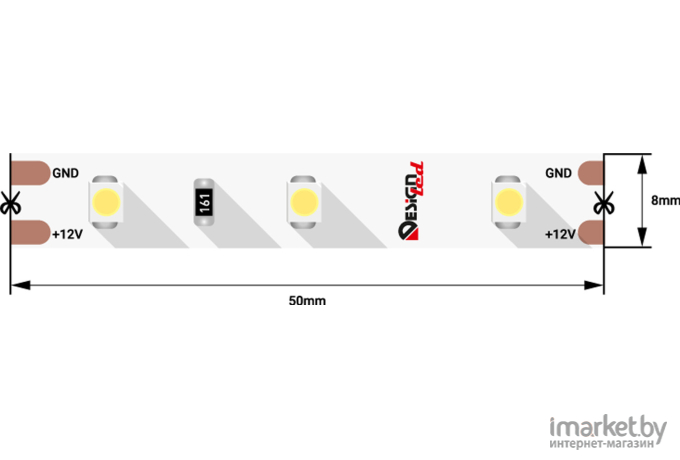 Светодиодная лента DesignLed Лента светодиодная LUX, 3528, 60 LED/м, 4,8 Вт/м, 12В, IP33, Теплый белый (2700K) [DSG360-12-WW-33]