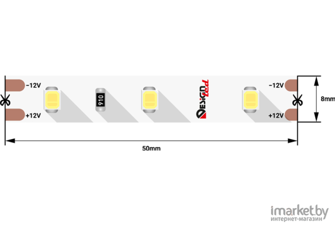 Светодиодная лента DesignLed Лента светодиодная LUX, 2835, 60 LED/м, 7,2 Вт/м, 12В, IP33, Теплый белый (3000K) [DSG260-12-WW-33]