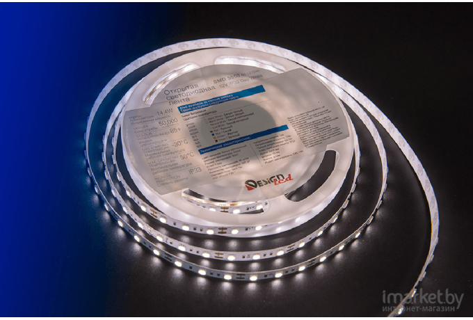 Светодиодная лента DesignLed Лента светодиодная LUX, 5050, 60 LED/м, 14,4 Вт/м, 12В, IP33, Нейтральный белый (4000K) [DSG560-12-NW-33]