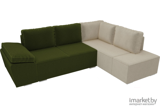 Комплект мягкой мебели Лига Диванов Хавьер левый 101254 микровельвет зеленый/бежевый