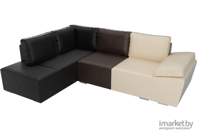 Комплект мягкой мебели Лига Диванов Хавьер левый 101267 экокожа бежевый/коричневый/черный