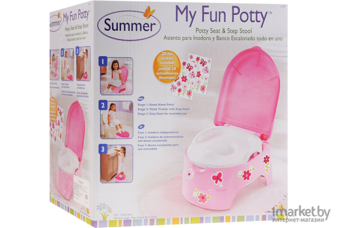Детский горшок Summer Infant Горшок-подножка 2 в 1 My Fun Potty розовый