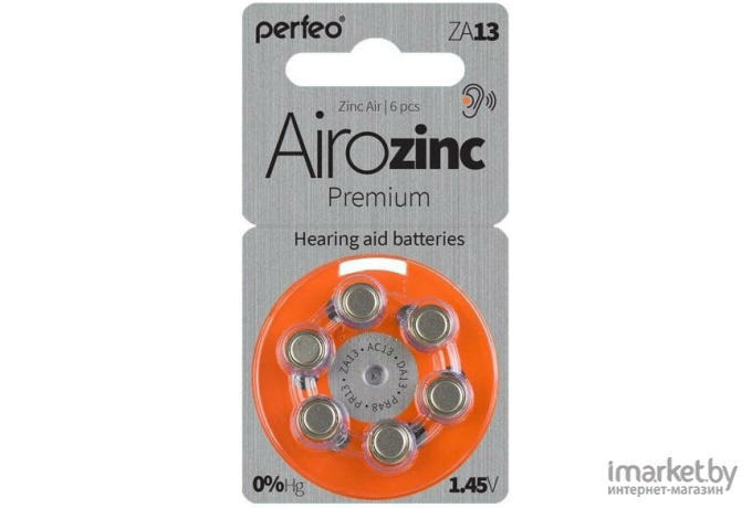 Батарейки Perfeo ZA675/6BL Airozinc Premium [PF ZA675/6BL]
