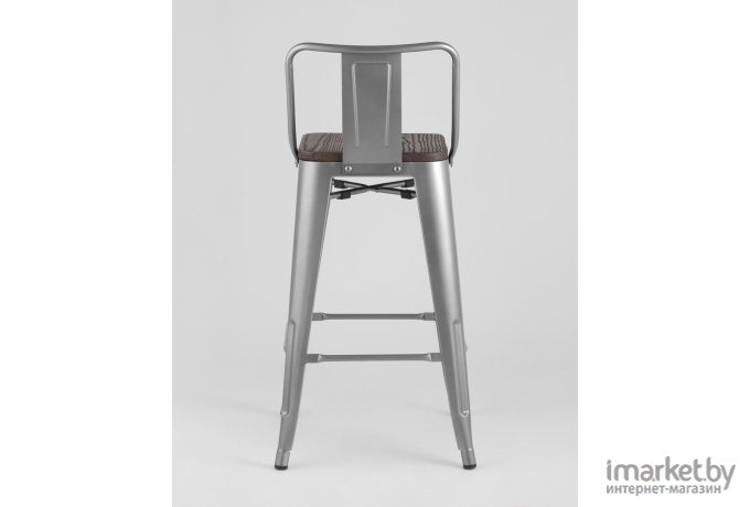 Барный стул Stool Group Tolix wood со спинкой серебристый матовый [YD-H675E-W YG-15]