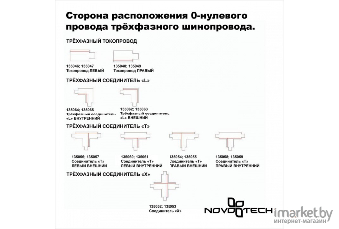 Шинопровод Novotech NT19 000 Трехфазный (четырехжильный) 3м с (адаптером) и заглушк белый [135040]