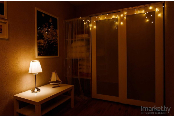 Новогодняя гирлянда Neon-night Айсикл 4.8x0.6 м 176 LED с эффектом мерцания теплый белый[255-166]