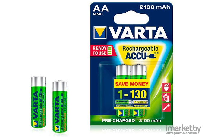 Батарейка, аккумулятор, зарядное Varta AA 2100mAh BLI 2