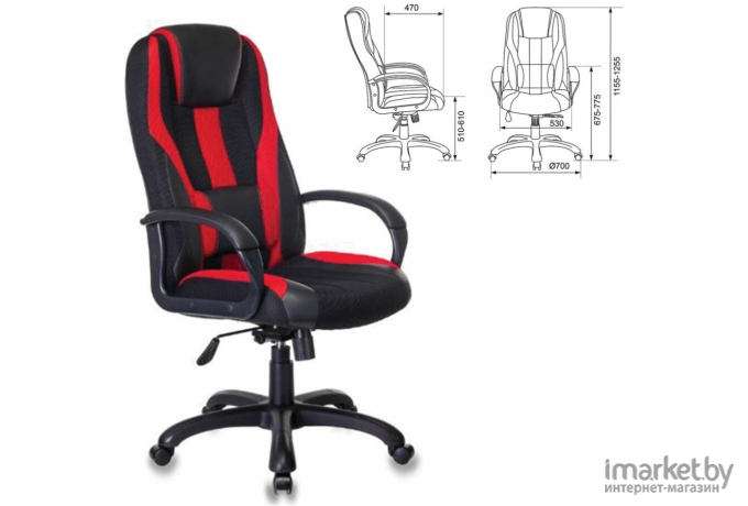 Офисное кресло Бюрократ искусственная кожа/ткань черный/красный [VIKING-9/BL+RED]