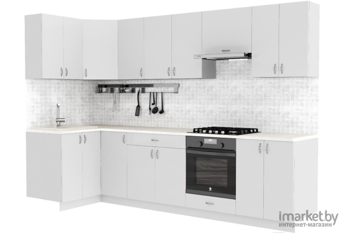 Готовая кухня Сивирин-Компани Клео глосc 1.2x3.0 левая белый глянец/белый глянец