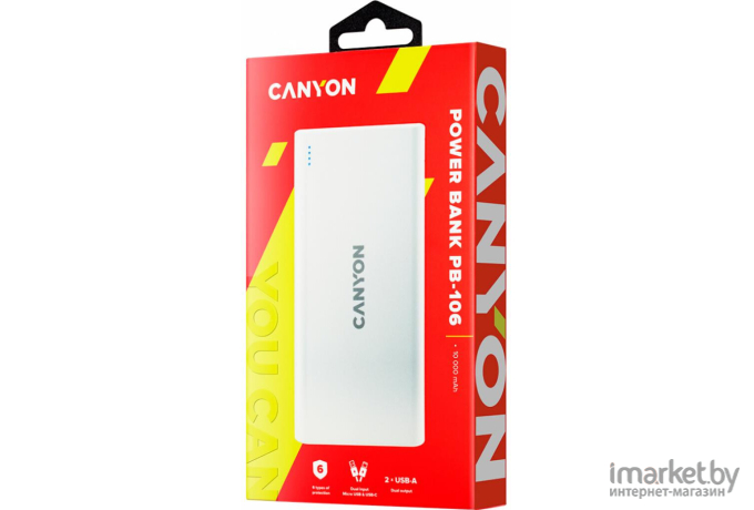 Портативное зарядное устройство Canyon PB-106 White [CNE-CPB1006W]