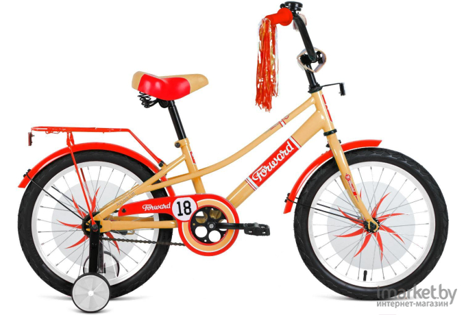 Велосипед детский Forward AZURE 20 рама 10.5 2020-2021 бежевый/красный [1BKW1C101007]