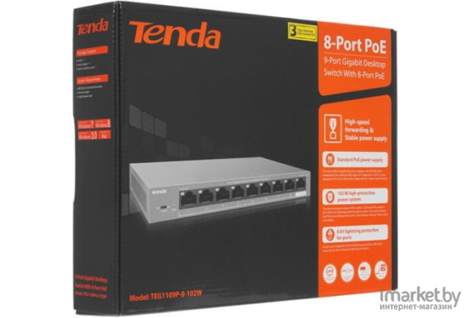 Коммутатор Tenda TEG1109P-8-102W