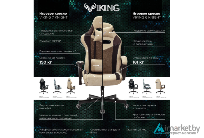 Геймерское кресло Zombie Viking 7 Knight Fabric серый ромбик [VIKING 7 KNIGHT GR]