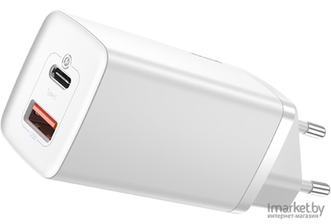 Сетевое зарядное устройство Baseus GaN2 Lite Quick Charger Type-C+USB 65W White (CCGAN2L-B02)