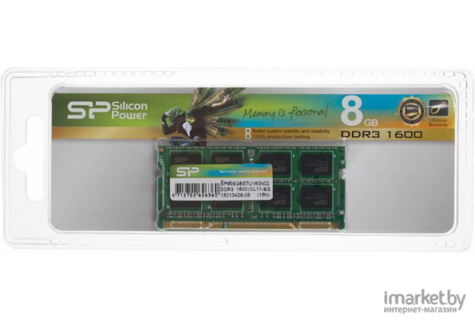 Оперативная память Silicon-Power SO-DIMM DDR 3 DIMM 8Gb PC12800 1600Mhz [SP008GBSTU160N02]