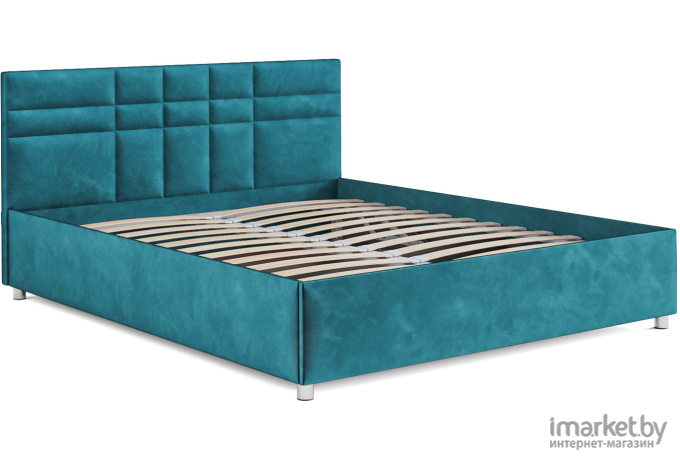 Кровать Mebel-Ars Нью-Йорк бархат 160 сине-зеленый