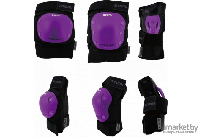 Комплект защиты детский Atemi р-р S черный/фиолетовый (APRS02PS)