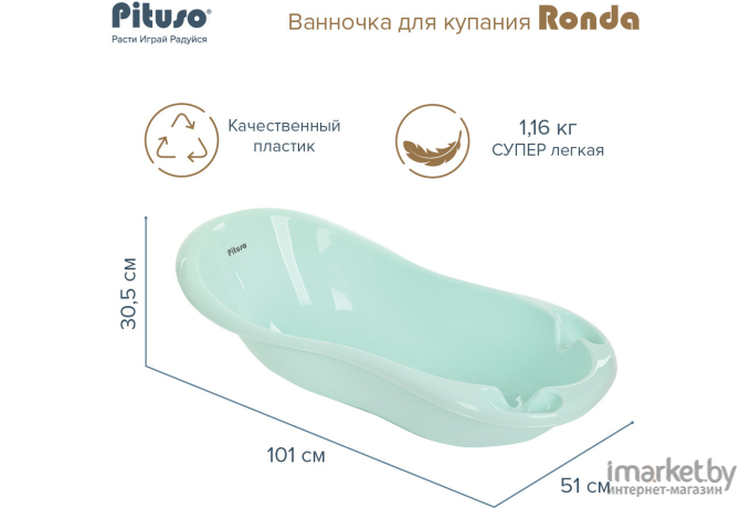 Ванночка для купания Pituso Ronda мятный (P0221206)