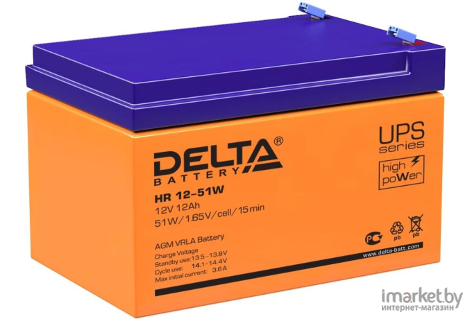 Аккумулятор для ИБП DELTA HR 12-51 W 12V/12Ah