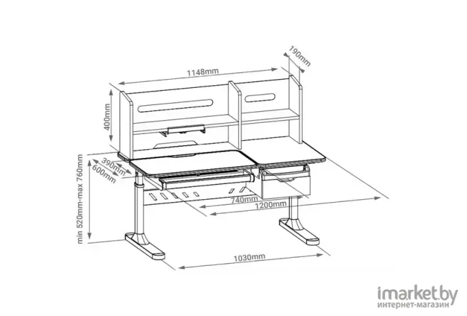 Растущая парта Fun Desk Fiore II Grey (190049)