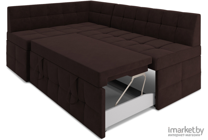 Кухонный диван Mebel-Ars Атлантис 190х84 левый велюр шоколад HB-178 16 (М11-8-8)