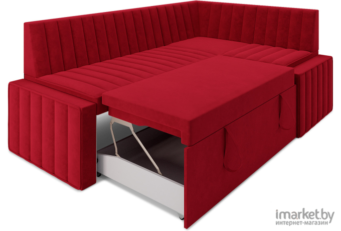 Кухонный диван Mebel-Ars Вермут 213х82 правый кордрой красный (М11-17-16)