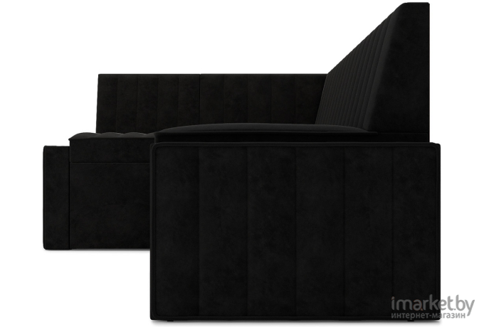 Кухонный диван Mebel-Ars Вермут 193х82 левый велюр черный НВ-178 17 (М11-20-9)