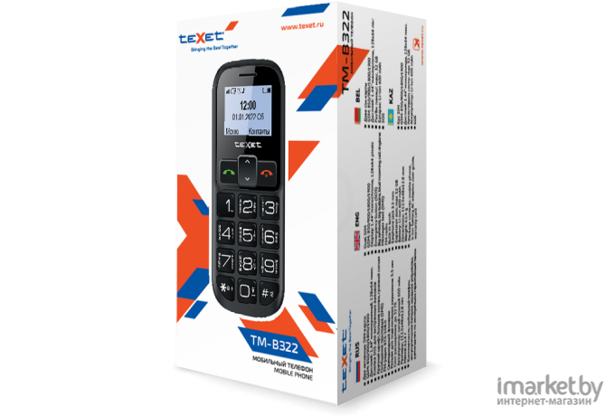 Мобильный телефон TeXet TM-B322 черный/красный (24158)