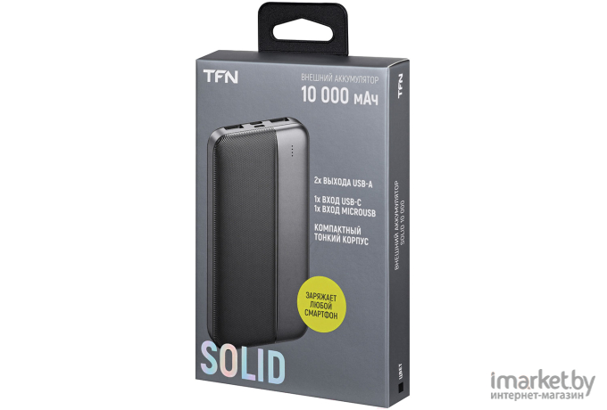 Портативное зарядное устройство (power bank) TFN Solid 10 10000mAh (TFN-PB-281-BK)