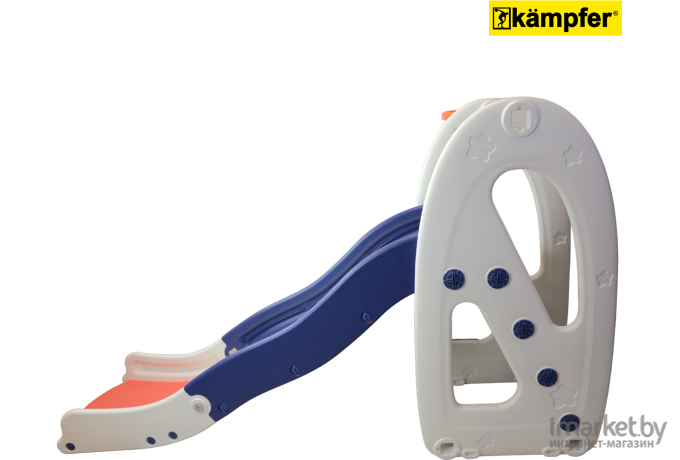 Пластиковая горка Kampfer Fast Wave с баскетбольным кольцом белый/синий